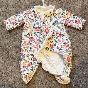 Janie & Jack Floral Quilted Baby Onesie with Footies